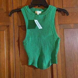 5/$40 🏷️ BNWT LA HEARTS X PAC SUN GREEN RIBBED CROP VEST - XS